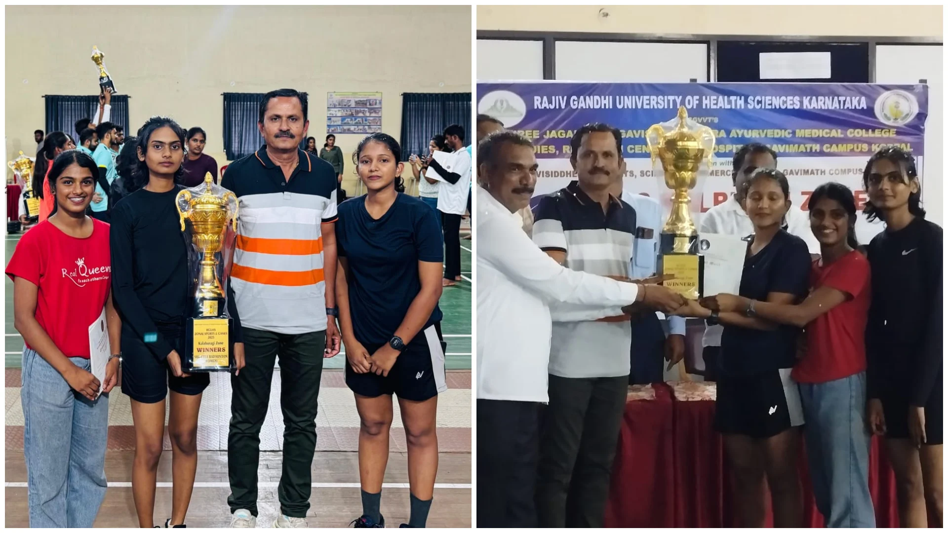 Champions of RGUHS Kalaburagi Zone – Navodaya Nursing Badminton Team